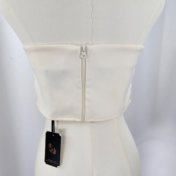 Sincerely Jules Women's Cream Strapless Cropped Bandeau Top Size S NWT - Picture 5 of 10